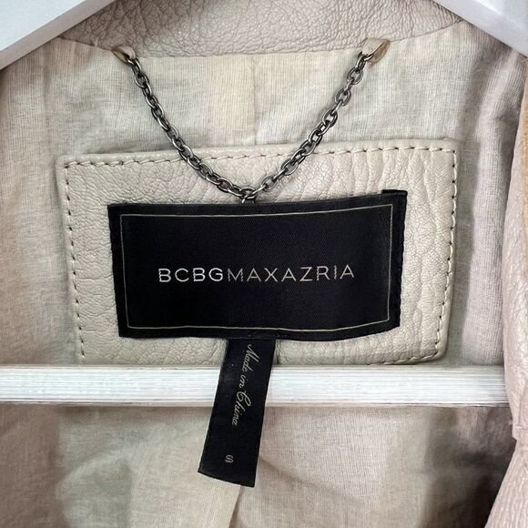 BCBGMaxAzria Cleo Genuine Leather Moto Jacket in Putty - Picture 9 of 12